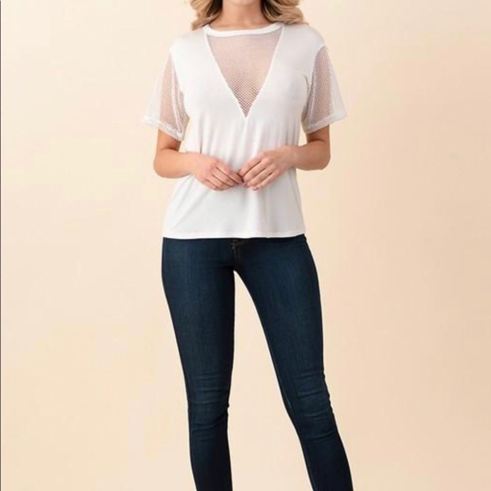 Mesh V neck tee - Picture 2 of 9